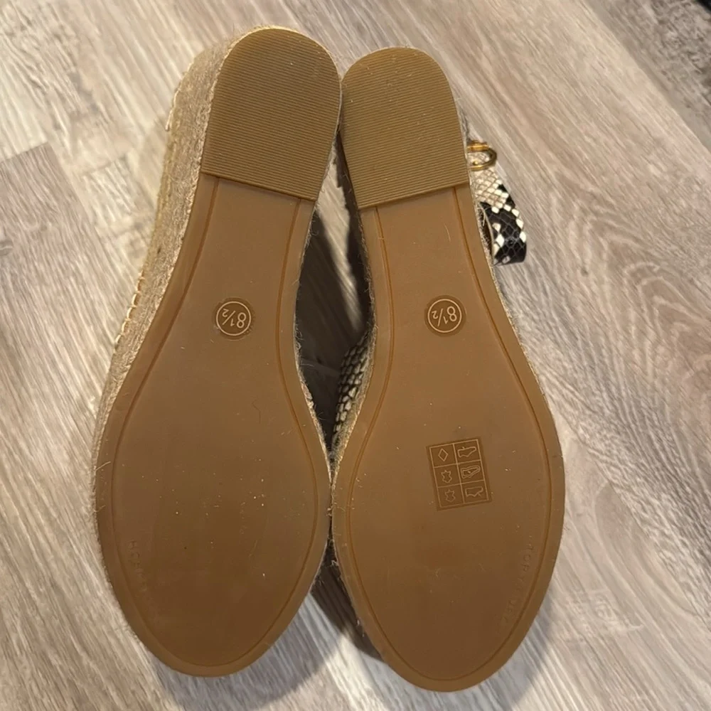 NEW! Tory Burch Warm Roccia Snakeskin Selby Wedge Espadrille Sandals - Size 8.5🚀